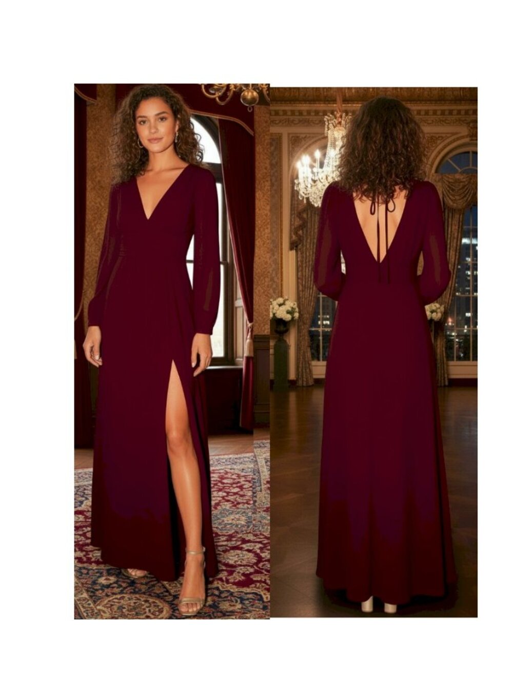 Lulu's Love You So Burgundy Long Sleeve Maxi Dress Size Medium New NWT